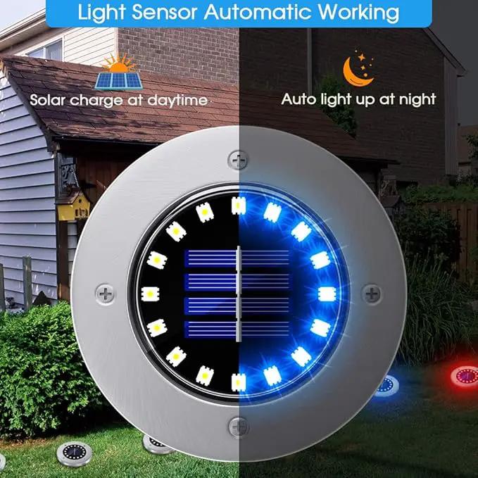 NFESOLAR Solar Outdoor Lights with 16 LEDs, Blue Color Bright Solar Ground Lights Outdoor, Waterproof Solar Pathway Lights for Pathway Garden Yard Lawn Walkway Driveway (8 Pack) by GreenHaven Gardens