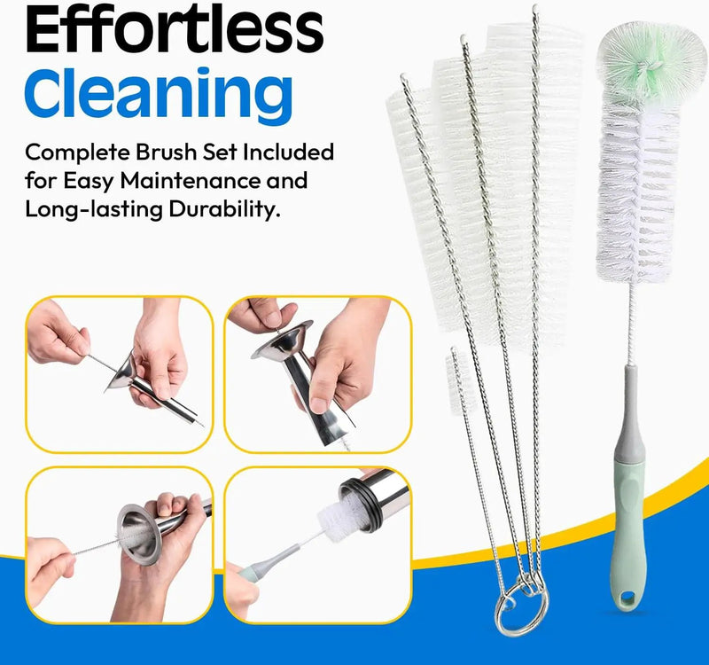 Professional Jerky Gun Kit – Stainless Steel Beef Meat Maker Machine with 5 Nozzles, 1 Meat Pusher, 5 Cleaning Brushes (2 Sets), Sausage Shooter Accessories & Bonus Pair of Gloves by GreenHaven Gardens