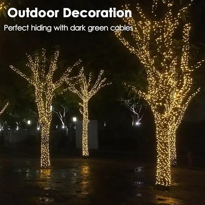 Christmas Light 100 LEDs 41ft Green Cable Wire Fairy String Twinkle Lights Plug in 12 Modes for Xmas Tree, Party, Indoor,Outdoor, Garden, Wedding, Home Decoration (Warm White) by GreenHaven Gardens