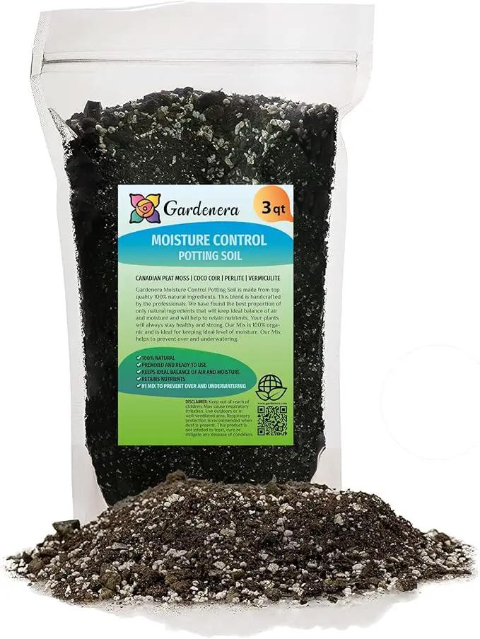 Organic Moisture Control Potting Mix - Absorbs 33% More Water Than Basic Potting Soil - 3 Quart by GreenHaven Gardens
