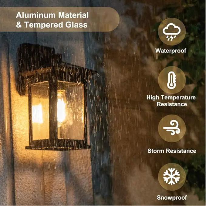 Dusk to Dawn Outdoor Wall Lantern, Exterior Wall Sconce Fixture with Tempered Clear Seeded Glass, Oil Rubbed Bronze (ORB) Finish for Outdoors (Medium Wall Mount - 2 Pack) by GreenHaven Gardens