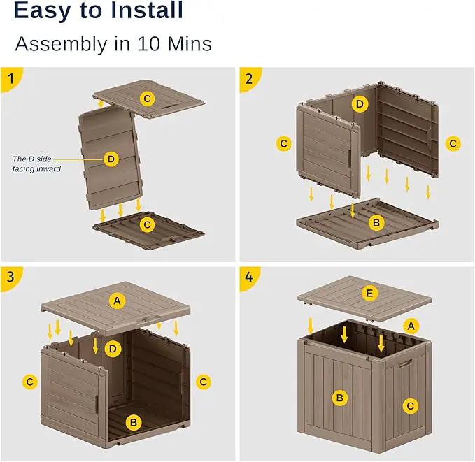 EAST OAK Outdoor Storage Box, 31 Gallon Deck Box, Waterproof Resin Storage Bin for Patio Cushions, Gardening Tools, Accessories, Lockable, UV Resistant, Brown by GreenHaven Gardens