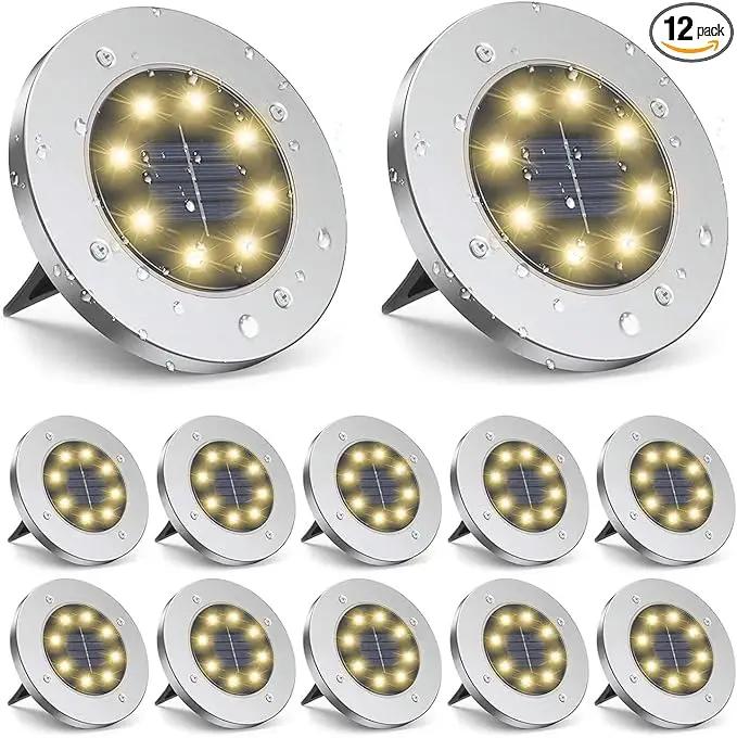 ZGWJ Solar Ground Lights,12 Pack Waterproof Solar Garden Lights, Upgraded Outdoor Garden Waterproof Bright in-Ground Lights, Landscape Lights for Pathway,Yard,Deck,Lawn,Patio,Walkway Warm White by GreenHaven Gardens