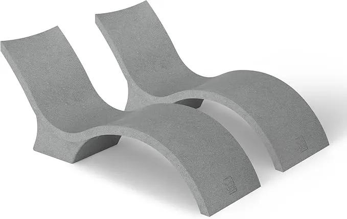 Ledge Lounger- Signature Chaise Deep - Inside Pool & Sun Shelf Lounge Chair - Designed for Deep Shelves 10”-15” - Compatible with All Pool Types - Poolside & Sun Deck Tanning - Set of 2 - Granite Gray by GreenHaven Gardens