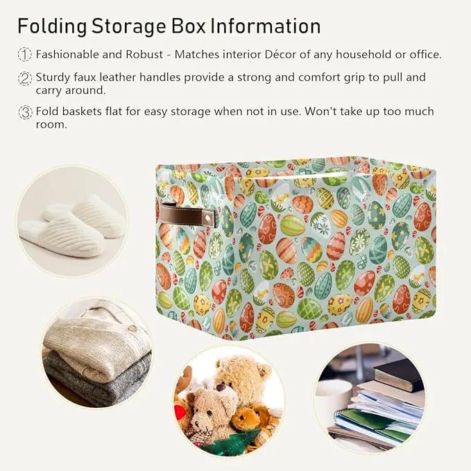 Easter Egg Rectangular Storage Basket Organizer Bin Shelf Baskets For Clothes Gifts For Home Office Dorm by GreenHaven Gardens