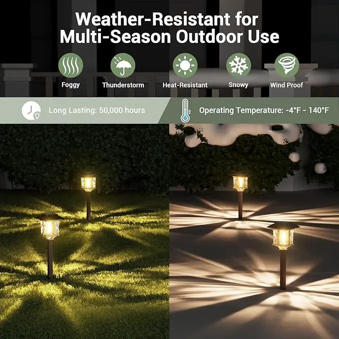 XMCOSY+ Solar Outdoor Lights Waterproof IP65, Solar-Powered Garden/Yard/Pathway Lights with Warm White 2-Tone Bronze-Wood Stainless Steel Design for Landscape Driveway Walkway Decorative by GreenHaven Gardens