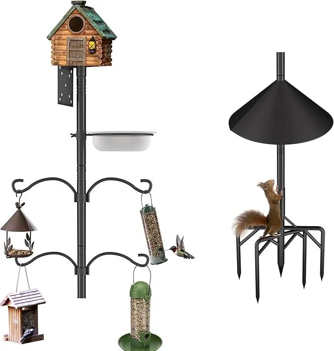 Bird Feeder Pole Stand,95 Inch House Pole for Outdoors Weather Station,Heavy Duty Metal Mount Kit Adjustable Multifunctional Bird Feeder Stand by GreenHaven Gardens
