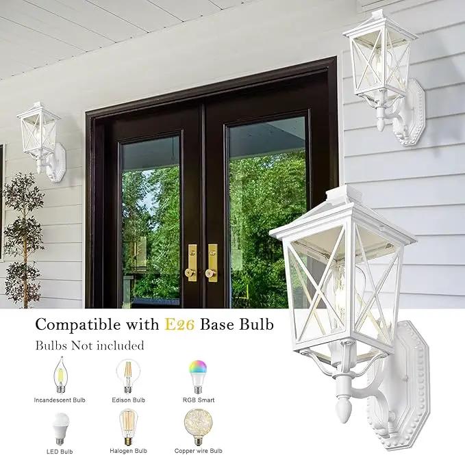 Darkaway Outdoor Wall Light Fixture,Outside Porch Lights Wall Mounted Seeded Glass Exterior Waterproof Lantern Modern E26 Socket Wall Sconce Lighting for Front Door Yard Patio by GreenHaven Gardens