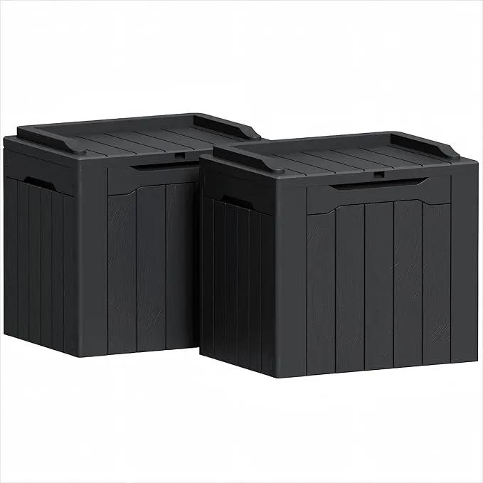 Greesum 31 Gallon Deck Box for Outside, All Weather Outdoor Storage Boxes for Patio Furniture Set, Package Delivery Box, Garden Tools, Black(Set of 2) by GreenHaven Gardens