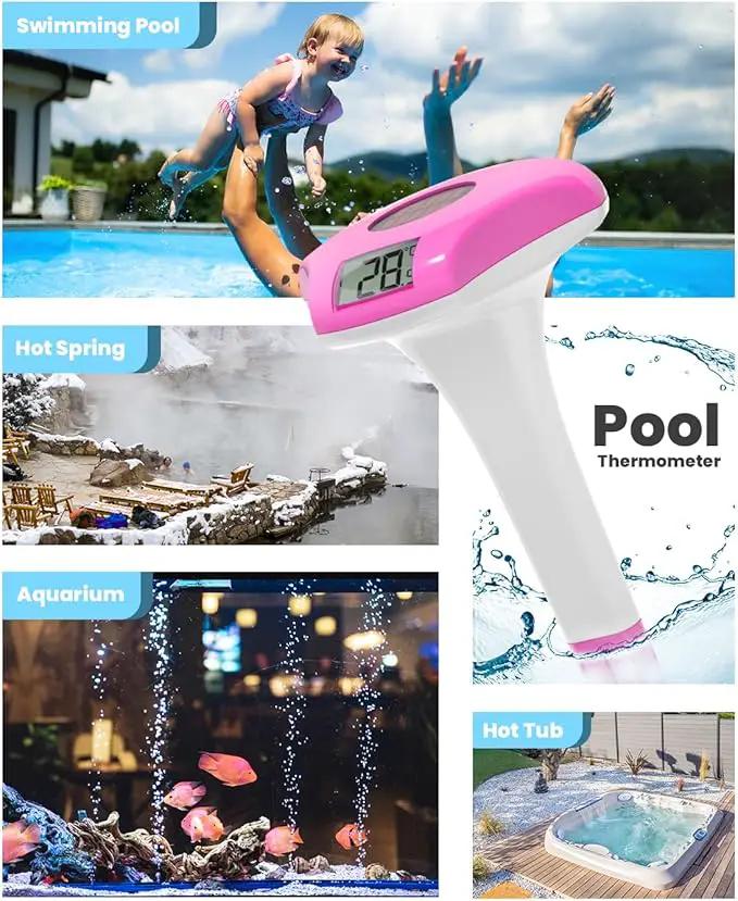 BALDR Pool Thermometer Floating Easy Read, IPX8 Waterproof, Solar Powered Digital Pool Thermometer with LCD Screen,Suitable for Swimming Pool/Hot Tub/Hot Spring/Aquarium (Purple) by GreenHaven Gardens