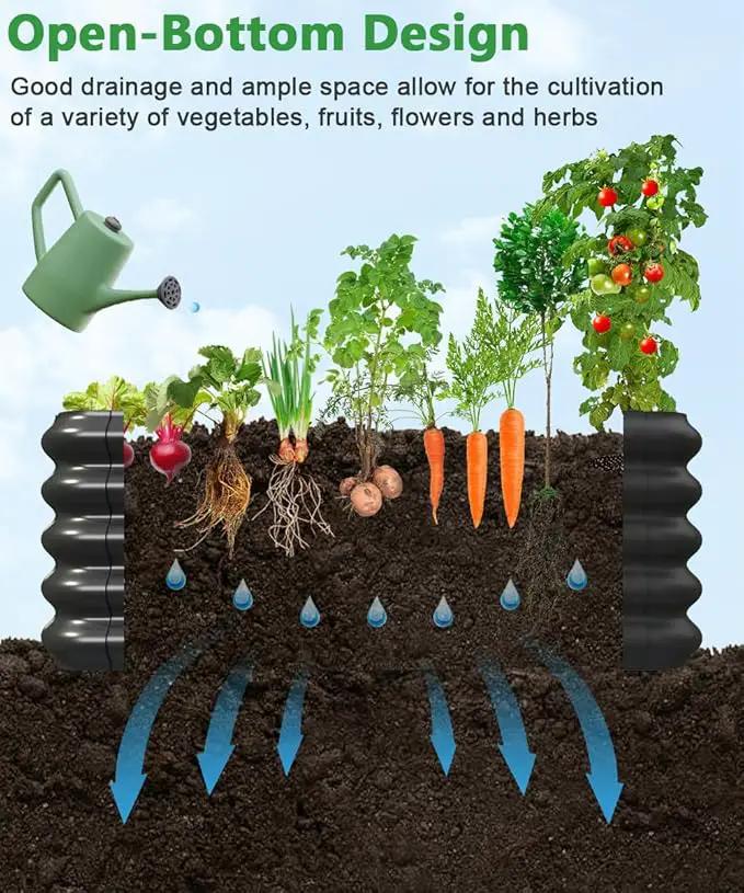 3.0x3.0x1.0ft Raised Garden Bed Kit, Rustproof PP Material Garden Box, Flower Bed with Tool-Free Assembly Design, Square Planter Boxes for Outdoor Plants Vegetables Flower Fruit Herb, Black by GreenHaven Gardens