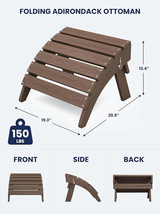 KINGYES Folding Adirondack Ottoman for Adirondack Chair, Brown by GreenHaven Gardens