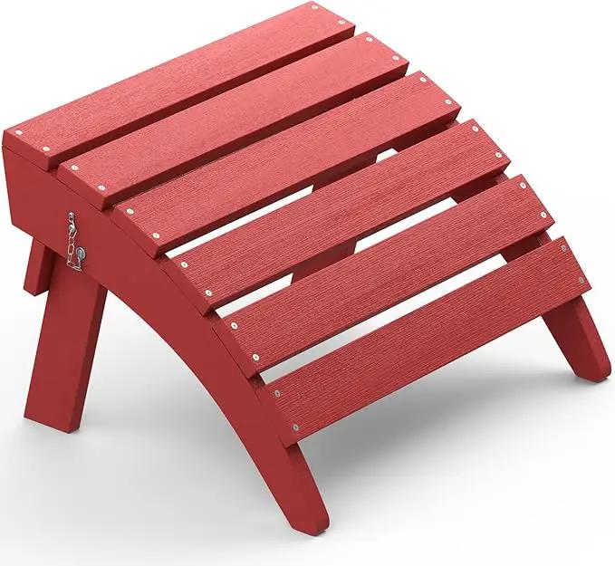 SERWALL Folding Adirondack Footrest, All Weather Adirondack Ottoman Without Assembly, Red by GreenHaven Gardens