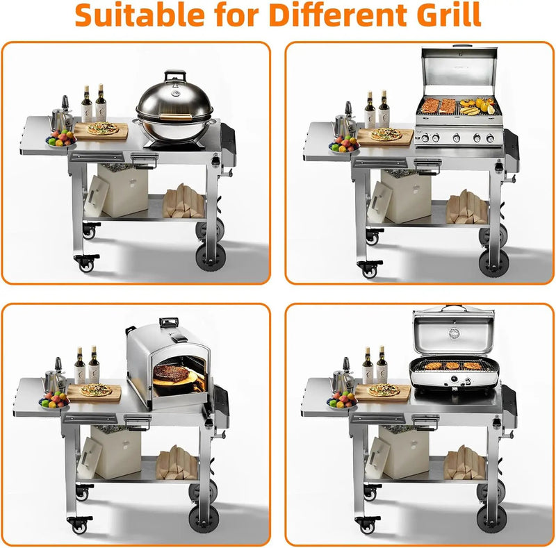 Food Grade 304 Stainless Steel BBQ Grill Table fits Tabletop Griddle, Outdoor Grill Table with 4 Foldable Legs, Portable Grill Stand for RV, Camping, Tailgating by GreenHaven Gardens