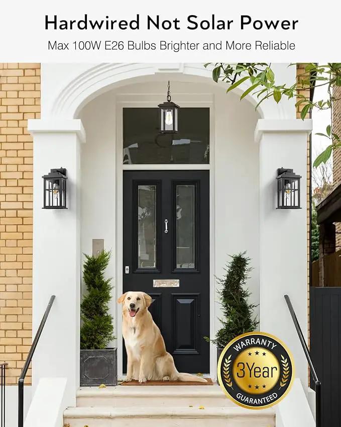 Dusk to Dawn Outdoor Lights for House, 2 Pack Outdoor Light Fixture, Black Exterior Lighting Fixtures, Dusk to Dawn Outdoor Lighting for House, Porch, Garage, Doorway, Anti-Rust, Waterproof by GreenHaven Gardens