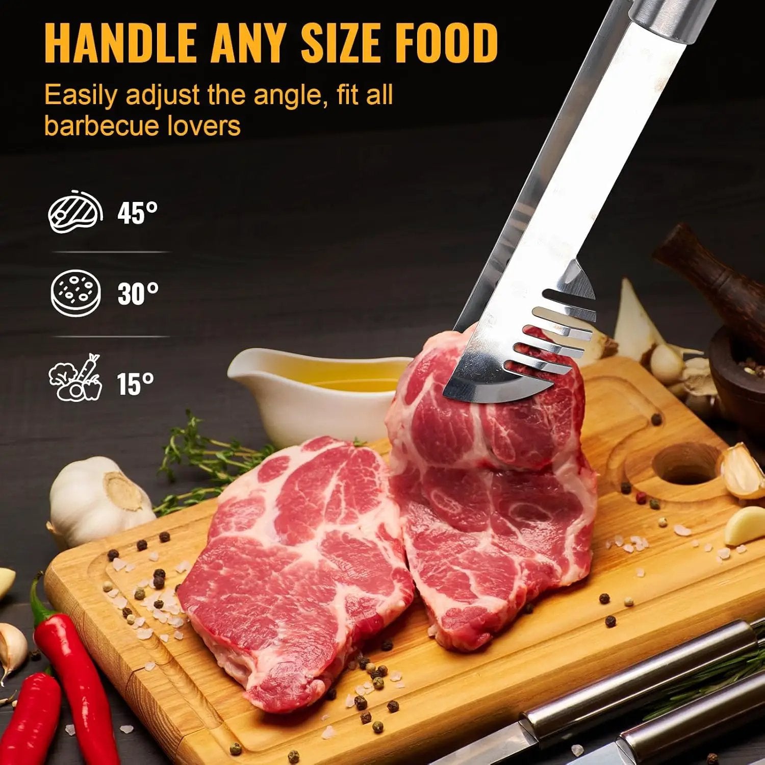 BBQ Tool Grilling Accessories, 16-Inch Stainless Steel BBQ Grill Tools Set for Men, Heavy Duty Grilling Accessories Kit for Camping, Kitchen, 3 PCS Extra Thick Barbecue Utensil by GreenHaven Gardens