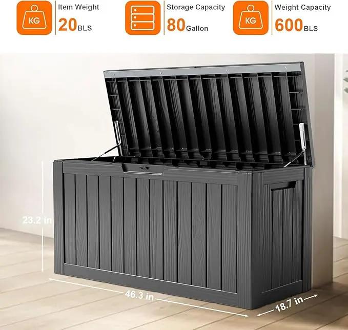 80 Gallon Resin Deck Box, Lockable Outdoor Storage Box for Patio Cushions Storage Furniture,Garden Tools, Pool Supplies, Weatherproof and UV Resistant- Black (80 Gallon) by GreenHaven Gardens