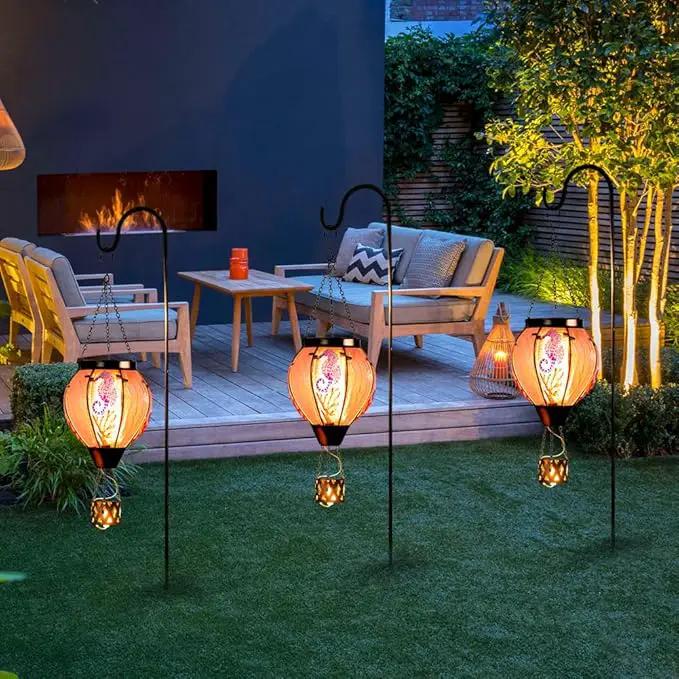 Seahorse Solar Hot Air Balloon Lantern with Flame Flickering Light,Glass Hot Air Balloon Solar Lanterns Outdoor Waterproof Hanging Outdoor Lights for Yard,Patio,Porch Garden Gift for Women by GreenHaven Gardens