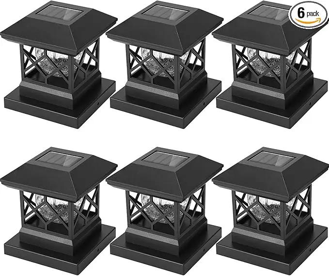 TWINSLUXES Solar Post Cap Lights Outdoor - Waterproof LED Fence Post Solar Lights for 3.5x3.5/4x4/5x5 Wood Posts in Patio, Deck or Garden Decoration Warm Light… (6 Pack) by GreenHaven Gardens