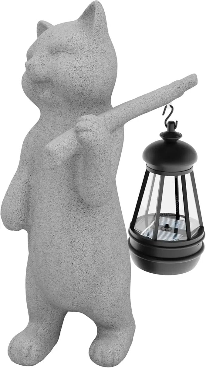 Solar Powered Garden Resin Statue Lights, 10 Inch Waterproof Outdoor Animal Cute Cat Figurine Lights, Suitable for Patios, Balconies, Lawns, Courtyards, Etc. (Walking01) by GreenHaven Gardens