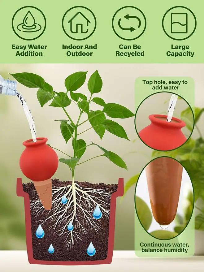4Pcs Plant Watering Globes, Kalolary Hedgehog Shape Self Watering Spikes Terracotta Drip Water Stakes Irrigation Watering Bulbs for Pot, Indoor, Outdoor, Vacation (Bottle) by GreenHaven Gardens