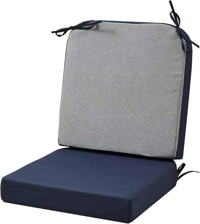 17 x 17 Inch Outdoor Seat Cushions for Patio Furniture with Non Slip and Ties Waterproof & UV Resistant Round Corner Outdoor Chair Cushions Replacement Set of 2, Navy Blue by GreenHaven Gardens
