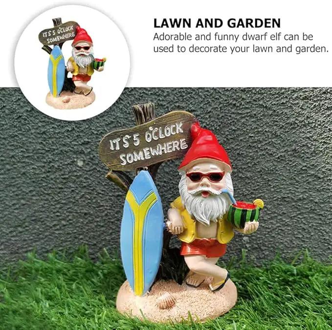 Garden Gnomes Outdoor Funny-It is 5 O'clock Somewhere Gnome Ourdoor Statue for Indoor Outdoor Garden Gnome Sculpture Patio Yard Lawn Dwarf Decoration by GreenHaven Gardens