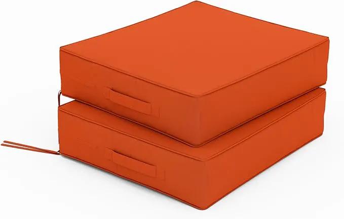 Patio Chair Cushions 18.5 X 16 X 4 Inch Waterproof Outdoor Seat Cushions for Patio Furniture, Outdoor Sofa Couch Pads with Ties & Handle, Set of 2, Orange by GreenHaven Gardens