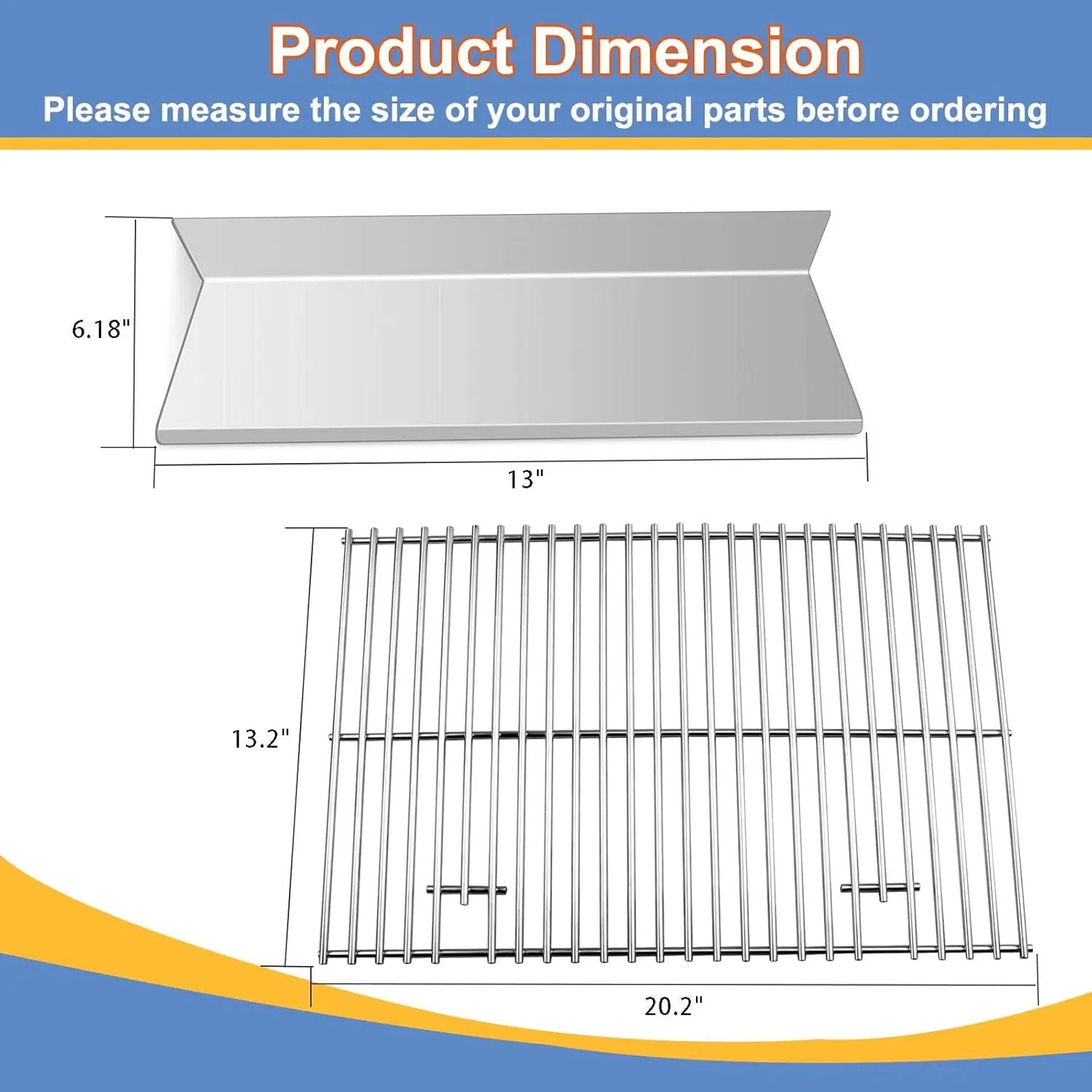 CGG-306 Heat Plates and Grill Grates Replacement for Home Depot Nexgrill 820-0033, Cuinart CGG-306, 820-0033M 820-0007B 820-0015 820-0007 820-0007G Stainless Steel Grill Flame Tamer by GreenHaven Gardens