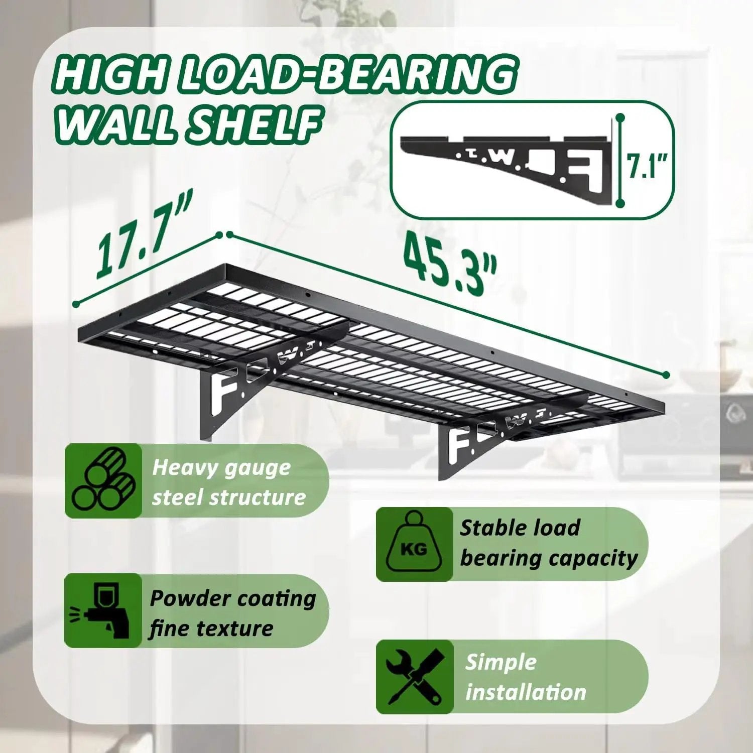 2 Pack Garage Wall Shelving, Heavy Duty 1.5' x 3.8' Wall Mount Storage Shelf with Hooks, Garage Storage Rack Floating Shelves, Holds 250 lbs Each by GreenHaven Gardens