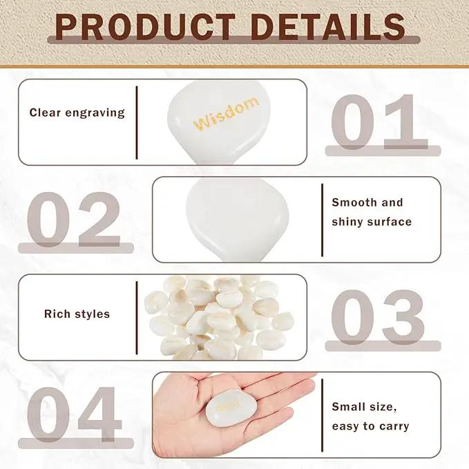 Fabbay Engraved Inspirational Stones Encouragement Motivational Rocks with Words Garden Positive Gift for Christmas Thanksgiving(White,40 Pcs) by GreenHaven Gardens