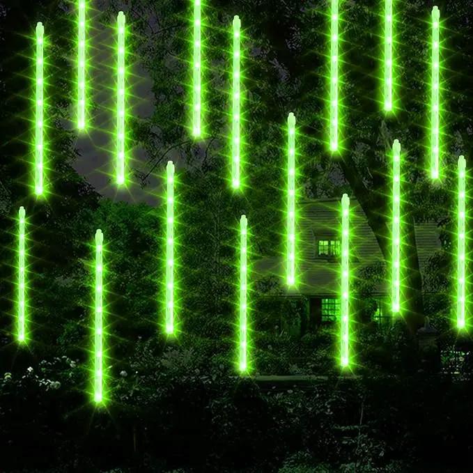 Dazzle Bright 288 LED Christmas Light, 11.8 Inch Meteor Shower Rain Lights with 8 Tubes, Waterproof Plug in Falling Rain Lights Christmas Decorations for Xmas Bushes Tree Yard Party (Green) by GreenHaven Gardens