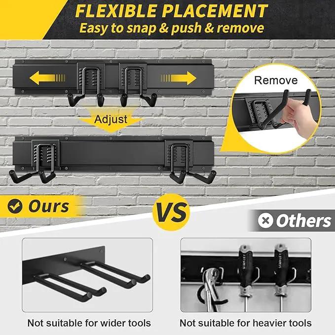 64 Inches Garage Storage, Garage Organization, Wall Mount Garden Tool Organizer, Max 620lbs Adjustable Metal Hooks, Yard Shed Rack, Tool Holder for Hanging Rake Broom Mop Snowboard, Home Gift by GreenHaven Gardens