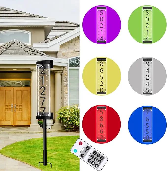 Solar House Number [Upgrade 3D Acrylic Number] Solar Address Sign Increase Brightness, Number Is Bold, Anchor Is Made Of Iron,Solar House Number Sign with Two Lighting Modes and Two Installation (White)(Manual without remote control) (Discoloration) by GreenHaven Gardens