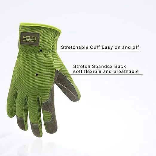 HLDD HANDLANDY Leather Work Gloves for Men & Women, Cowhide Gardening Gloves Utility Work Gloves, Mechanic Construction Driver Gloves (L, Green) by GreenHaven Gardens