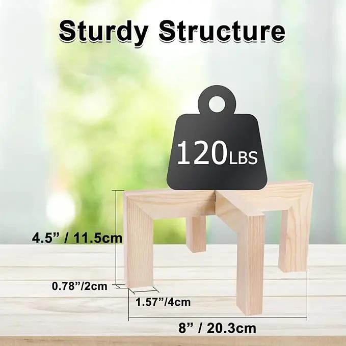 Plant Stand, Indoor/Outdoor Wood Plant Holder, Single Flower Pot Stand, Sturdy Planter Stand, Fit 5-9 Inch Pots by GreenHaven Gardens