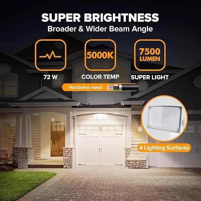 LUTEC 2 Pack 72W 7500LM LED Security Lights Motion Sensor Light Outdoor, 5000K Daylight, IP65 Waterproof, Dusk to Dawn, 3-Head Motion Detected Flood Light for Garage, Yard, Porch(White) by GreenHaven Gardens