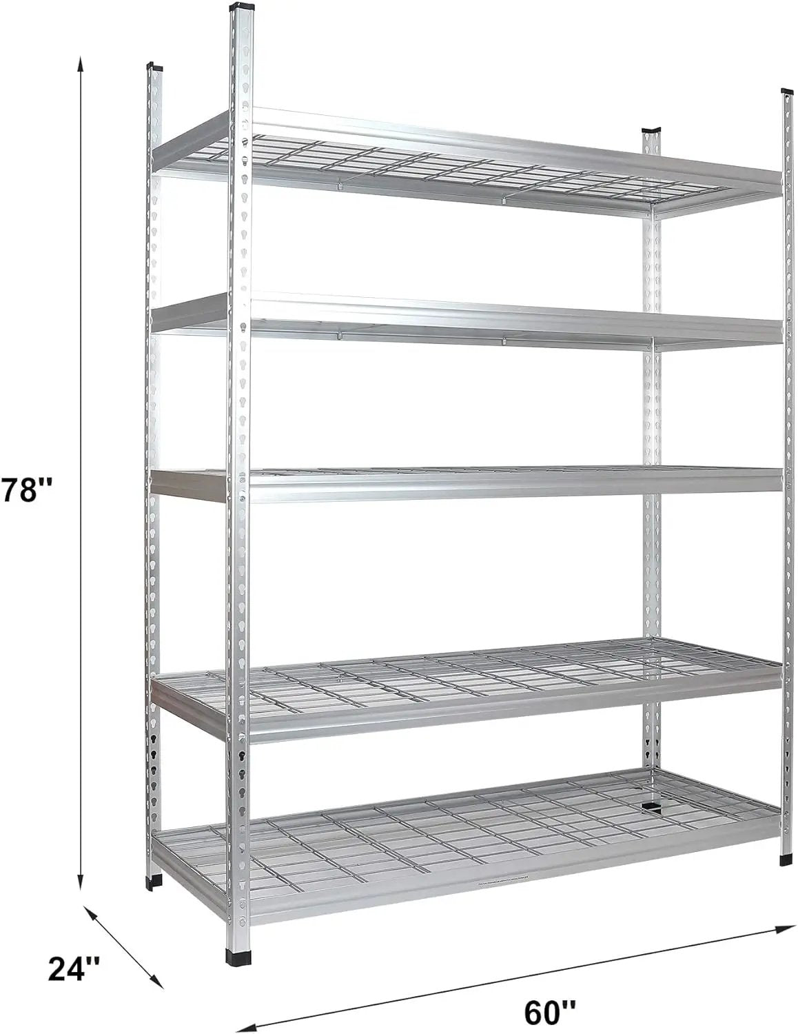 Amazon Basics 4000IBS Heavy Duty Adjustable Storage Shelving Unit, 5 Shelf, High-Grade Aluminum, Silver, 60 x 24 x 78 Inch by GreenHaven Gardens