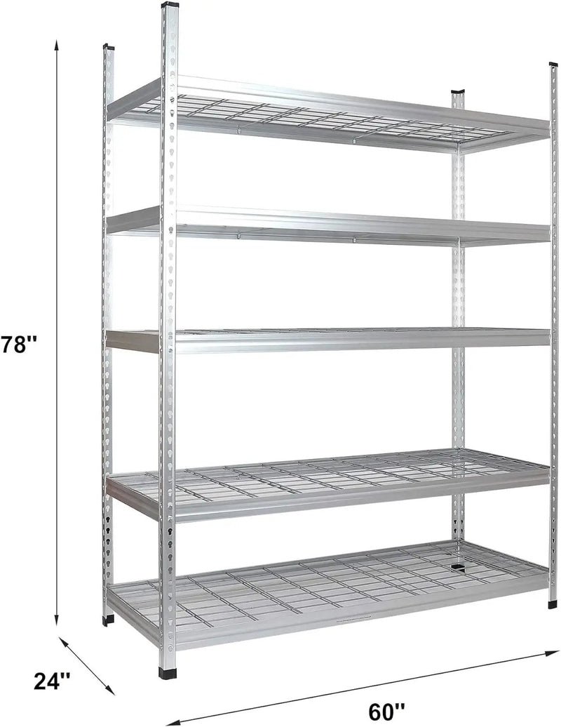 Amazon Basics 4000IBS Heavy Duty Adjustable Storage Shelving Unit, 5 Shelf, High-Grade Aluminum, Silver, 60 x 24 x 78 Inch by GreenHaven Gardens