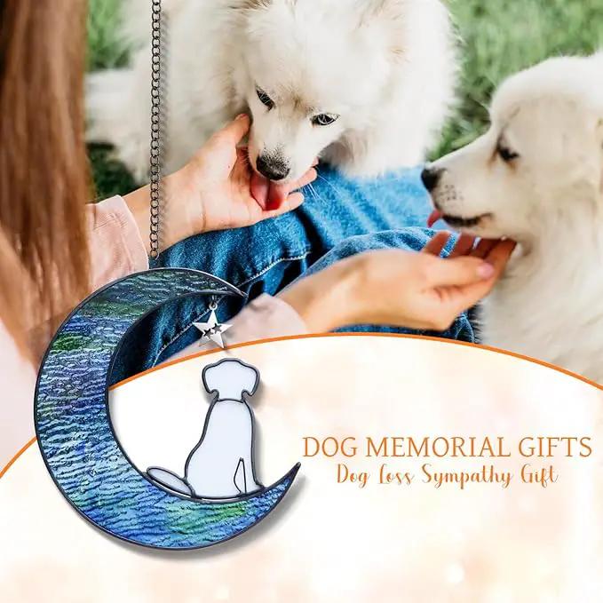 Stained Glass Dog Suncatcher Memorial Gifts for Loss of Dog,Window Hanging Decor Dog Suncatcher Sympathy Gift,Dog Ornaments Bereavement Gifts,Pet Loss Gifts,in Memory of Dog Passing Away Gifts by GreenHaven Gardens