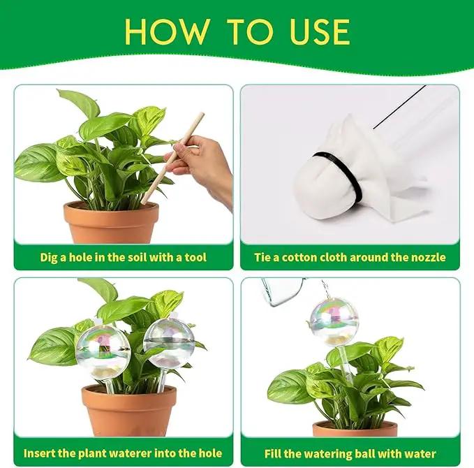 13 oz Up 2 Weeks Large Plant Watering Globes - Self Watering Bulbs for Indoor & Outdoor Plants, Glass Water Globes, Slow Watering for Plants While Away, Self Watering Planter Insert 4 Pack by GreenHaven Gardens