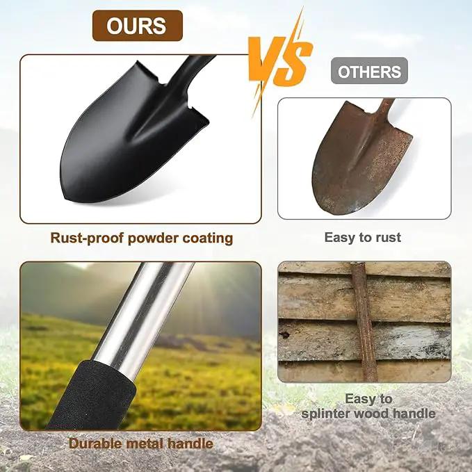 Small Shovel for Digging, 31 Inch Metal Spade Shovels with D-Grip Handle, Lightweight Short Gardening Digging Shovel by GreenHaven Gardens