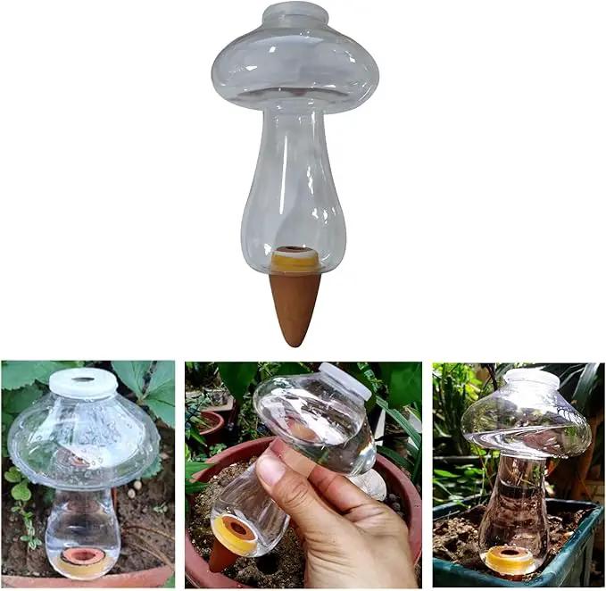 Mushroom Shape Self Watering Spikes, Plant Watering Bulbs Drip Irrigation System Devices for Indoor and Outdoor Plants by GreenHaven Gardens