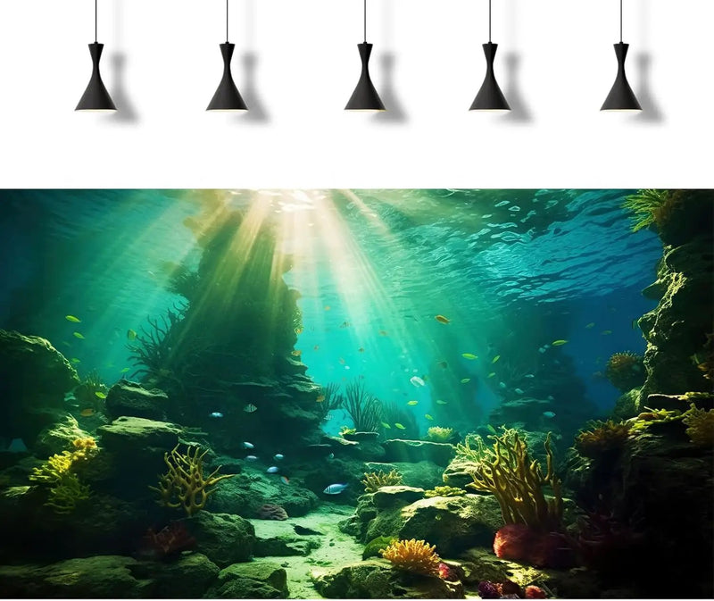 Ocean Floor Fish Tank Background Under The Sea Coral Reef Aquarium Background Tropical Fish Terrarium Backgrounds Underwater Rock Cave Sunray Fish Tank Backgrounds Decorations 36x24in by GreenHaven Gardens