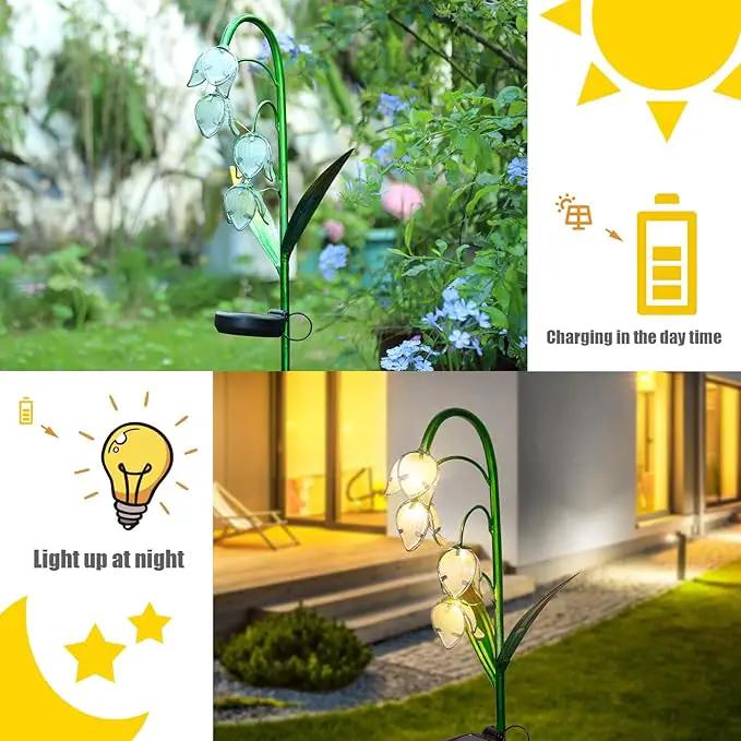 VCUTEKA Solar Garden Decor Stake Outdoor Light Glass Flower Stake for Yard Lawn Decor Backyard Decorations by GreenHaven Gardens