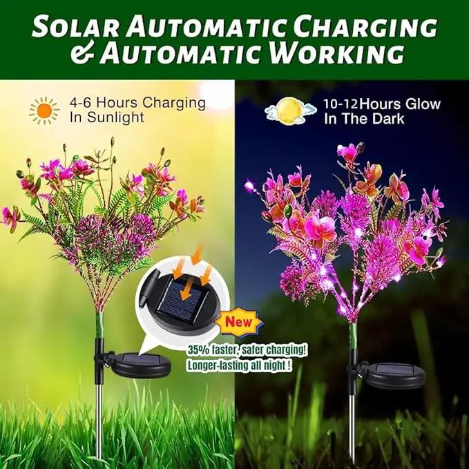 Neporal Garden Solar Lights Outdoor Waterproof IP65, 2PK Phalaenopsis Solar Flowers Solar Garden Lights Waterproof for Patio Decor, Yard Decor,Gardening Gifts for Women by GreenHaven Gardens