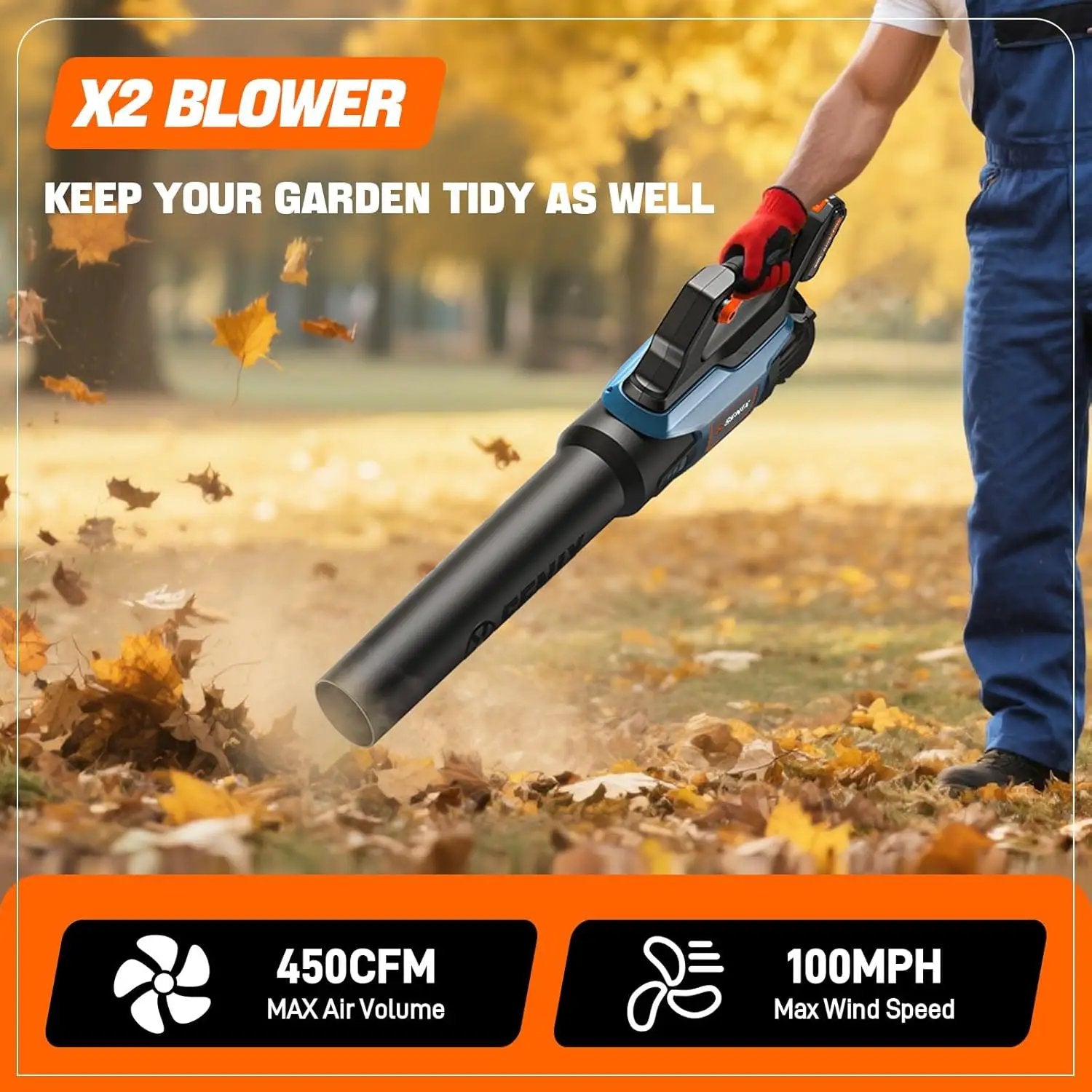 SENIX 20V Max Leaf Blower, Cordless, Brushless, Handheld, Up to 450 CFM and 100 MPH, 2 Speed Mode, Cruise Control, Lightweight, Tool Only, Battery and Charger Not Included(BLAX2-M3-0) by GreenHaven Gardens
