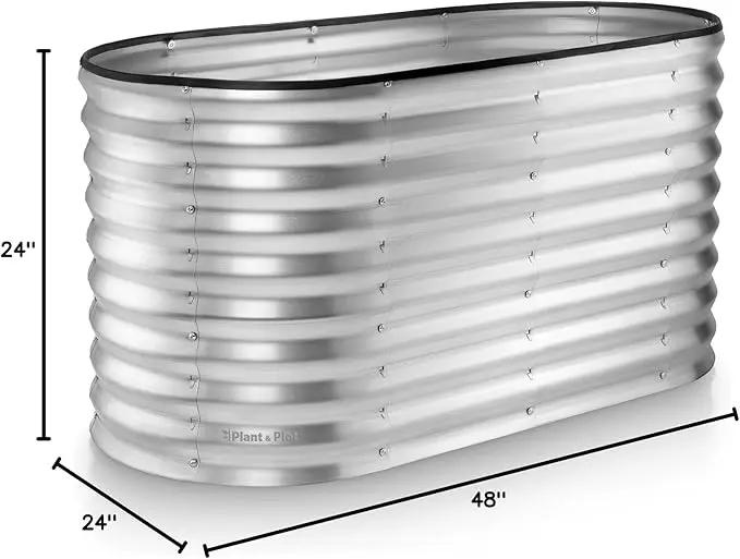 Galvanized Raised Garden Beds Outdoor // 4×2×2 ft Planter Raised Beds for Gardening, Vegetables, Flowers // Large Metal Garden Box (Silver) // Patented Tool-Free Design by GreenHaven Gardens