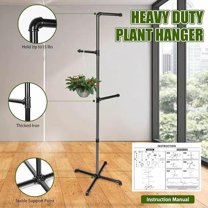 Hanging Plant Stand,Plant Hanger Indoor,Corner Hanging Plant Stand, Black Metal Hanging Plant Holder for Indoor Plants,Hanging Planter for Bedroom Living Room Garden Balcony by GreenHaven Gardens