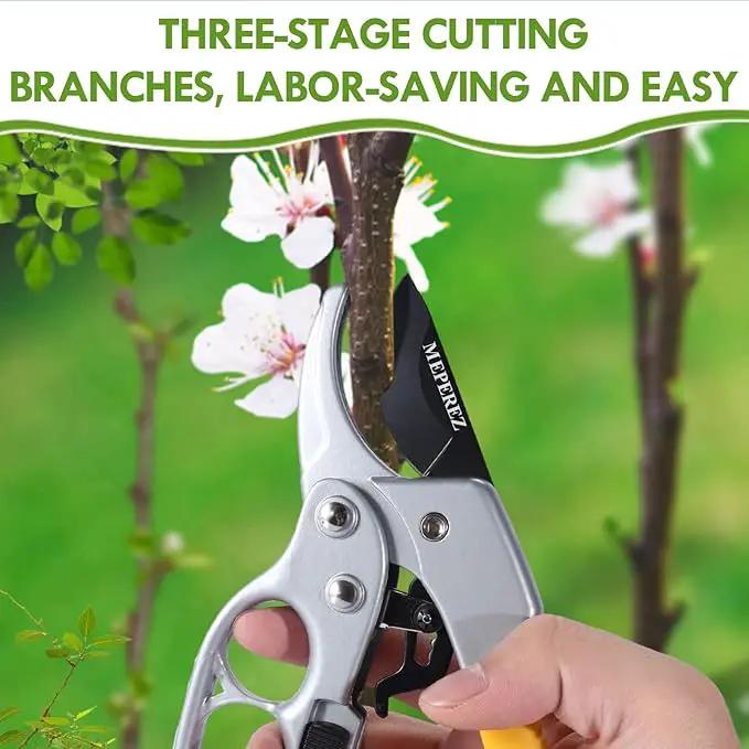 Premium 8 inch garden clippers, 3 Times Easy to Work, Arthritis Weak Hand Snips (2 pack-yellow) by GreenHaven Gardens